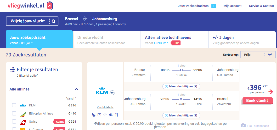 screenshot vliegwinkel.nl